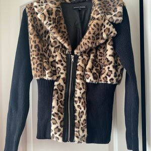 Boston Proper Leopard Print and Black Teddy Jacket. New never worn